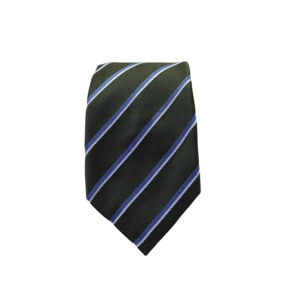 Isaia Mens Silk Striped Classic Neck Tie Green Size OS